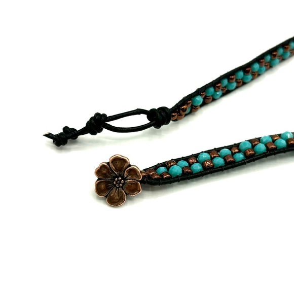 Hand Crafted Inspirational Wrap Bracelet with Aqua Crystal - Picture 6 of 9